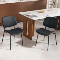 HOMCOM Lot de 2 chaises de salle à manger, style rétro classique, cadre en bois courbé, pour salon, chambre, cuisine, noir(m-8)