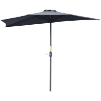Outsunny Halber Sonnenschirm 2,7 x 1,4 m Balkonsonnenschirm mit Kurbel und 5 Streben, Creme