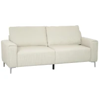 HOMCOM Modern 3-zits bank, Zachte bank met rugkussens, Gepolsterde sofa voor woonkamer, slaapkamer, thuiskantoor, Crèmewit(m-10)