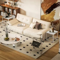 HOMCOM Nest of Tables, Set of 2 Coffee Table, Side Tables with Tempered Glass Desktop and Metal Frame for Living Room, Bedroom, Office, White(m-7)