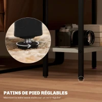 HOMCOM Table d'appoint étroit à 3 niveaux avec étagères de rangement, cadre en acier, pour salon, chambre, 43x18x62,5cm, gris(m-6)