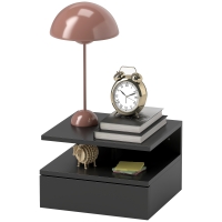 HOMCOM Schwebender Nachttisch für Schlafzimmer mit Schublade und Holzregal, 35x32x22.5cm, Schwarz