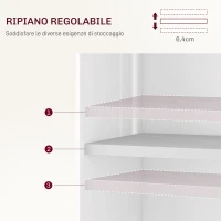 HOMCOM Klapptisch mit 3-stufigen Regalen, Box und Rollen, aus MDF, 130x80x76.5 cm, Weiß(m-3)