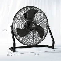 HOMCOM Tragbarer elektrischer Tischventilator mit 3 Geschwindigkeiten und einstellbarer Neigung von 120° leistungsstarker Luftstrom Schwarz(m-3)