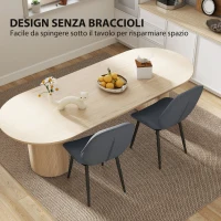 HOMCOM Set 2 Sedie da Pranzo con Schienale Ricurvo, in Tessuto Effetto Lino, Schiuma e Acciaio, 46x56x86 cm, Grigio e Nero(m-7)