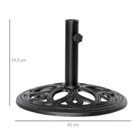 Outsunny Runder Gusseisen Sonnenschirmständer 11,5 kg, für Masten von Ø 38 und 48 mm, für Garten Terrasse Pool, Ø 45 x 33,5 cm, Schwarz(m-3)