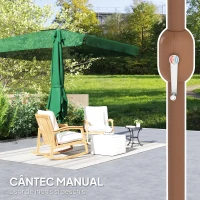 Outsunny Umbrelă de Grădină 2x3 m cu Deschidere cu Manivelă, Înclinabilă și Anti-UV 50+, Verde(m-7)