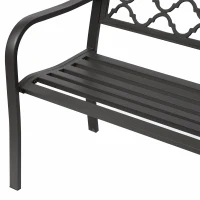 Outsunny 3-Sitzer Gartenbank im ländlich-chicen Stil für Garten oder Terrasse 128L x 60B x 89H cm Epoxid-Metall Gusseisen Braun(m-5)