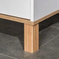 kleankin Badschrank Platzsparend aus Holz, Hochschrank mit Schränken und Schublade, 39x30x180cm, Weiß(m-4)