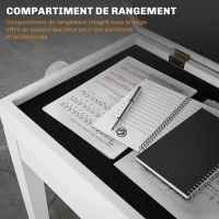 HOMCOM Banc de piano, banc de clavier réglable en hauteur en bois massif, compartiment de rangement, 55 x 33 x 48-58 cm blanc(m-5)