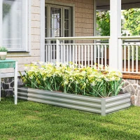 Outsunny Erhöhtes Metall-Gartenbeet für Blumen und Gemüse, 241x90,5x30 cm, Silber(m-3)