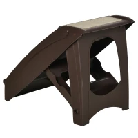 PawHut Hundetreppe mit 4 rutschfesten Stufen aus PP in Dunkelbraun(m-3)