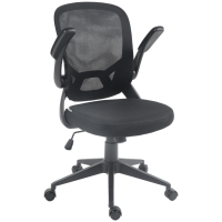 HOMCOM Ergonomischer Bürostuhl mit Höhenverstellung, Klappbaren Armlehnen und Netzstoff, Schwarz