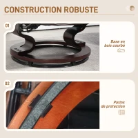 HOMCOM Fauteuil de relaxation inclinable avec repose-pied, pivotant, cadre en bois , revêtement synthétique marron(m-7)