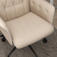 Vinsetto Bürostuhl mit Wippfunktion Drehstuhl Home-Office-Stuhl höhenverstellbarer Schreibtischstuhl Computerstuhl Arbeitsstuhl mit Armen 360°-Drehräder Schaumstoff Beige 66 x 69 x 89,5-97 cm(m-11)