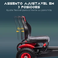 HOMCOM Kart a Pedais para Crianças com Assento Ajustável Pneus de Goma Travão de Mão para Crianças de 5-12 Anos 121x58x61 cm Vermelho(m-4)