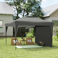 Outsunny Gartenpavillon Zelt faltbarer Pavillon mit abnehmbarer Seitenwand + Transporttasche aus Stahl Oxford-Gewebe(m-2)