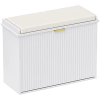 HOMCOM Schuhschrank mit gepolsterter Sitzkissen und klappbarem Schuhfach für Flur, Schlafzimmer, 62 x 26 x 47,5 cm, weiß(m-6)