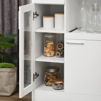 HOMCOM Modernes Sideboard mit Schränken und Schublade aus Holz und Glas, 60x40x95cm, Weiß(m-4)