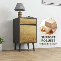 HOMCOM Set von 2 Nachttischen Nachttisch mit Schubladen und Schrank, moderner Stil, 40 x 39 x 69 cm, Dunkelgrau(m-4)