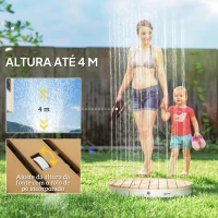 Outsunny Kit de Duche de Jardim Portátil Duche Exterior de Chão Altura Ajustável até 4 m para Campismo Piscina Praia Ø70,5x7,5 cm Madeira(m-5)