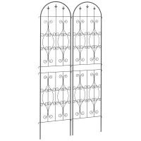 Outsunny Lot de 2 supports pour plantes grimpantes, Rankgitter für Garten, für Gemüse, Reben, Blumen, aus Metall, 50 x 220 cm, Schwarz(m-6)