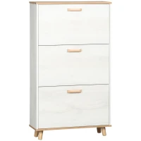 HOMCOM Mobile Schuhkipper aus Spanplatte mit 3 Schubladen und 2 verstellbaren Innenregalen, 70x23,5x122 cm, Weiß(m-5)