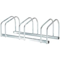 HOMCOM Fahrradständer Parken für 3 Fahrräder aus Stahl, 76x33x27 cm, Silber(m-5)