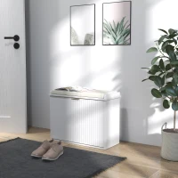 HOMCOM Schuhschrank mit gepolsterter Sitzkissen und klappbarem Schuhfach für Flur, Schlafzimmer, 62 x 26 x 47,5 cm, weiß(m-2)