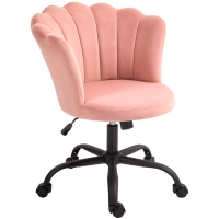 HOMCOM Bürostuhl mit schalenförmigem Rückenlehne ohne Armlehnen und höhenverstellbar, Samtbezug in Rosa