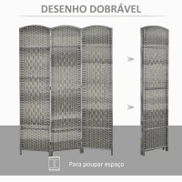 HOMCOM Biombo Dobrável de 3 Painéis Divisor de Ambientes 135x180 cm Ecrã de Privacidade de Polipropileno  Cinza Misto(m-4)