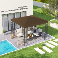 Outsunny Gartenpavillon Dach 3x3 m aus Oxford 600D mit Abflusslöchern, Braun(m-2)
