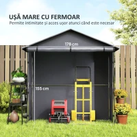 Outsunny Cort Garaj cu Intrare Rulabilă, Corzi și Țăruși, 1.1x2 m, Gri Închis(m-5)