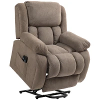 HOMCOM Fauteuil TV avec Fonction de Massage et de Chauffage, Fauteuil avec Aide au Lever Electrique, Télécommande, Poches Latérales, Marron Clair(m-10)