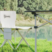 Outsunny 5-teiliges Campingmöbelset Campingtisch mit 4 klappbaren Stühlen mit Seitentaschen 95 x 56,5 x 50 cm, weiß(m-5)