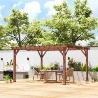 Outsunny Stabile Gartenlaube für Kletterpflanzen, Holzpergola, 3,3 x 3,8 m, Rankgitter für Weinreben und Blumen(m-5)