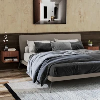 HOMCOM Set 2 Suspendierte Nachttische mit Schublade und Offenem Unteren Regal, aus Holz, 40x34x29 cm, Braun(m-2)