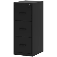 HOMCOM Minimalistischer Aktenschrank mit 3 Schubladen und verstellbarer Stange, aus Stahl, 36,5x46,2x99 cm, Schwarz(m-1)