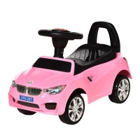 HOMCOM Kinder Rutschfahrzeug mit Lenkrad, Scheinwerfern und integrierter Musik, Kinderfahrzeug aus PP und Metall, 63,5x28x36 cm, Rosa