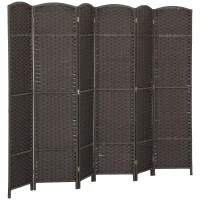 HOMCOM Biombo Separador de Ambientes de 6 Paneles Biombo Plegable 240x170 cm para Salón Dormitorio Oficina Marrón(m-1)