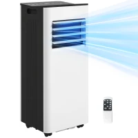 HOMCOM Tragbare Klimaanlage 3-in-1 9000 BTU mit Fernbedienung LED-Display Timer 2 Geschwindigkeiten für 28m² Weiß(m-6)