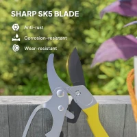 Outsunny 8" Garden Secateurs, Pruning Shears Heavy Duty with Sharp SK5 Blade, Bypass Pruners with Safety Lock and Non-Slip Handles, Lightweight & Ergonomic, Pruning Scissors for Precise Cutting(m-4)