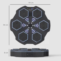SPORTNOW Maszyna Bokserska z Muzyką, Urządzenie Bluetooth do Boksu, Montaż ścienny, 9 Prędkości i Trybów, Światła LED, Czarna(m-3)