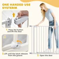 PawHut Poartă Extensibilă pentru Câini cu Montare prin Presiune, Barieră Închidere Automată și Extensie, 86x76.2 cm, Alb(m-6)