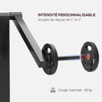 SPORTNOW Banc de musculation pour biceps, machine à biceps/triceps 2-en-1 hauteur de l'assise réglable 5 niveaux 105x95x80cm noir(m-7)