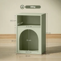 HOMCOM Mesilla de Noche Estrecha con 2 Compartimentos Abiertos Diseño en Forma de Arco 40x30x60 cm Verde(m-3)
