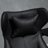 Vinsetto gamestoel ergonomische computerstoel bureaustoel bureaustoel met schommelfunctie en lendenkussen bureaustoel in hoogte verstelbaar, gepolsterde metalen zitting, zwart 67x75x112 cm(m-11)