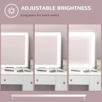 HOMCOM Vanity Mirror with Lights, Large Lighted Makeup Mirror with 3 Colour Lighting Modes, 10X Magnifying, USB Charging Port, Touch Screen, Tabletop or Wall Mounted Design for Bedroom, White(m-6)