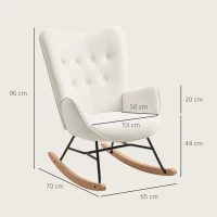 HOMCOM Rocking Chair, Modern Upholstered Velvet Armchair with Solid Wood Legs and Metal Frame for Living Room, Bedroom, Cream(m-3)