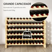 HOMCOM Suporte para Garrafas de Vinho para 72 Garrafas Garrafeira com 6 Níveis Suporte para Vinhos Vertical 114x28x85 cm Madeira(m-7)
